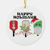 pickleball xmas trio keramisch ornament (Voorkant)