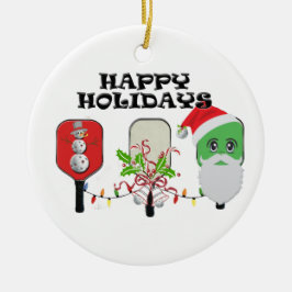 pickleball xmas trio keramisch ornament