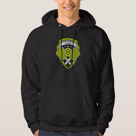 PICKLEBALL Y'ALL Paddle Pickle Ball Crest Meme Hoodie (Voorkant)