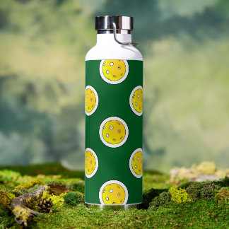 Pickleball Yellow Pickleballs Polka Dots Green Waterfles