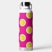 Pickleball Yellow Pickleballs Polka Dots Hot Pink Waterfles (Achterkant)