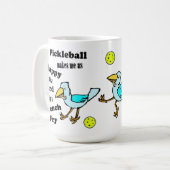 Pickleball - zo blij als een vogel met een frietje koffiemok (Voorkant links)