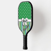 Pickleball Zomerstrepen Groene Stippen Witte strik Pickleball Paddle (Links)