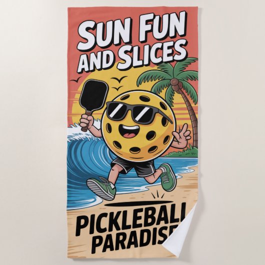 Pickleball zon plezier en plakjes grappige vakanti strandlaken (Voorkant)