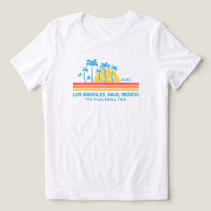 Pickleball Zonsondergang Cool Retro Strepen Aangep Tri-Blend Shirt