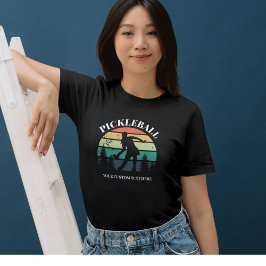Pickleball Zonsondergang Cool Retro Vintage Aangep T-shirt