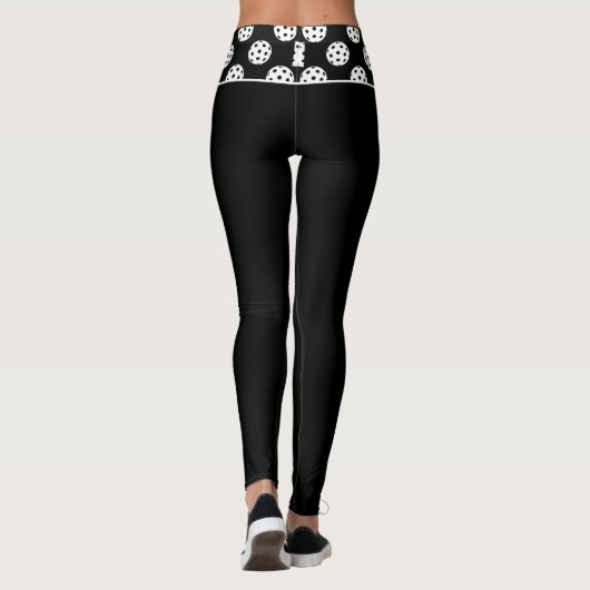 Pickleball Zwart & Wit Leggings (Achterkant)
