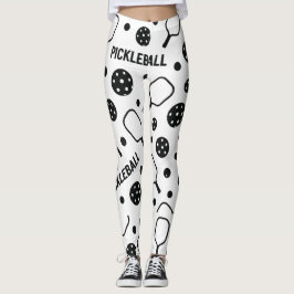 Pickleball zwart-wit patroon Court Graphic Leggings