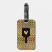 Pickleballen en paddle-monogram (bruin) bagagelabe bagagelabel (Achterkant verticaal)