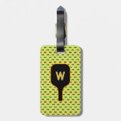 Pickleballen en paddle-monogram (groen) bagagelabe bagagelabel (Achterkant verticaal)