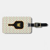 Pickleballen en paddle-monogram (wit) bagagelabel (Voorkant horizontaal)