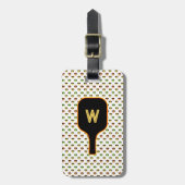 Pickleballen en paddle-monogram (wit) bagagelabel (Voorkant verticaal)