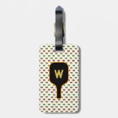 Pickleballen en paddle-monogram (wit) bagagelabel (Achterkant verticaal)