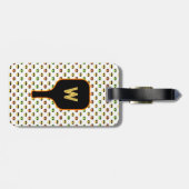 Pickleballen en paddle-monogram (wit) bagagelabel (Achterkant horizontaal)
