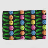 Pickleballen en Pickles Sweat Towel Golfhanddoek (Horizontaal)