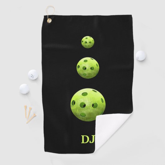Pickleballen Groene Initialen Sweat Towels Golfhanddoek (Insitu)
