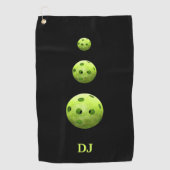 Pickleballen Groene Initialen Sweat Towels Golfhanddoek (Voorkant)