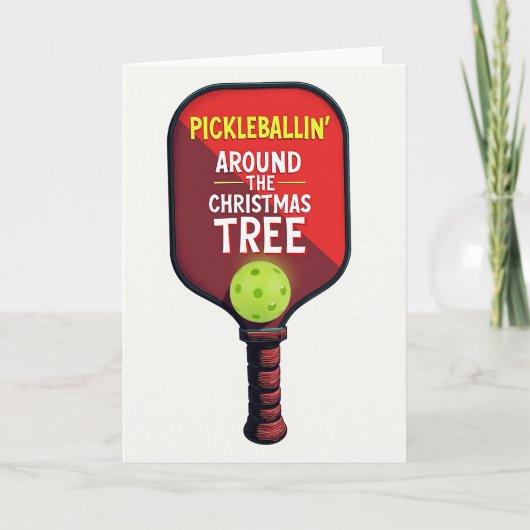 Pickleballen Rond De Kerstboom Kaart (Voorkant)