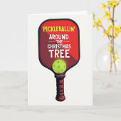 Pickleballen Rond De Kerstboom Kaart (Gele Bloem)