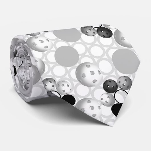 Pickleballen Zwart-wit Stropdas (Opgerold)
