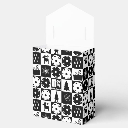 Pickleballetjes Merry Kerstmis 🎄 zwart-wit Bedankdoosjes (Geopend)