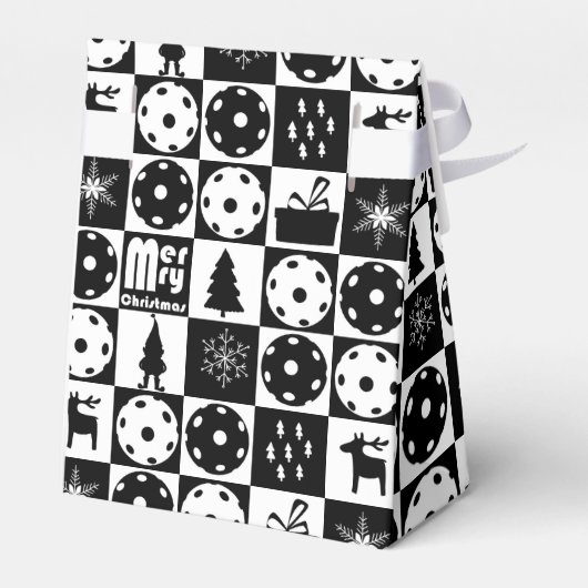 Pickleballetjes Merry Kerstmis 🎄 zwart-wit Bedankdoosjes (Achterkant)
