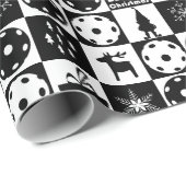 Pickleballetjes Merry Kerstmis 🎄 zwart-wit Cadeaupapier (Rol Hoek)