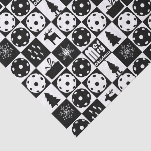 Pickleballetjes Merry Kerstmis 🎄 zwart-wit Tissuepapier (Detail)
