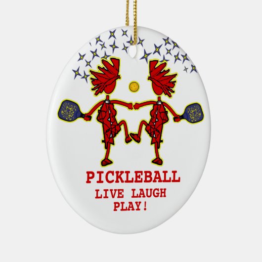 Pickleballl Live Laugh Play Ceramic Ornament (Rechts)