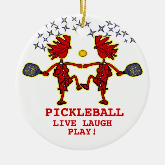 Pickleballl Live Laugh Play Ceramic Ornament (Voorkant)
