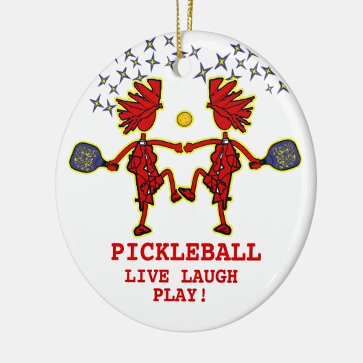 Pickleballl Live Laugh Play Ceramic Ornament (Links)
