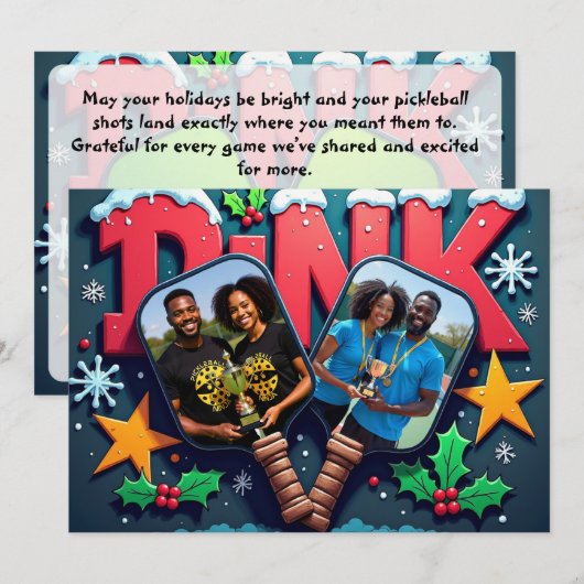 Pickleball🎅Let’s Rally ‘Til the Snow Melts Feestdagenkaart (Voorkant / Achterkant)