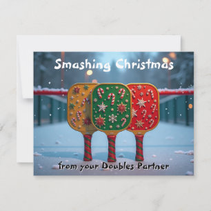 Pickleball🎅Net Gains & Kerststokken Feestdagenkaart