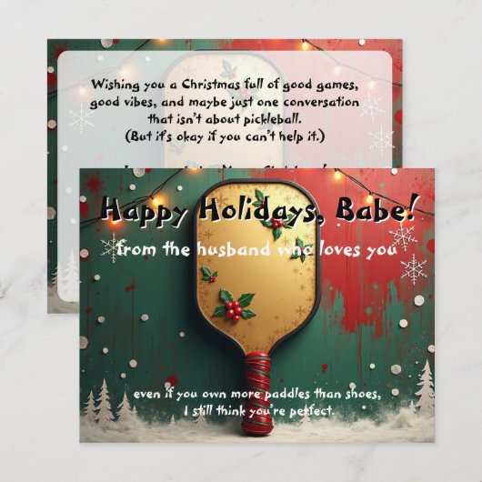 Pickleball🎅Paddles Before Presents Feestdagenkaart (Voorkant / Achterkant)