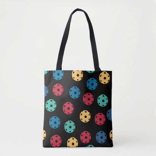 🤩 Pickleballs op zwarte achtergrond Tote Bag (Voorkant)