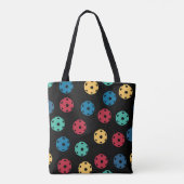 🤩 Pickleballs op zwarte achtergrond Tote Bag (Achterkant)