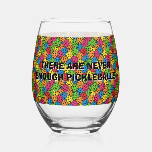 Pickleballs zijn er nooit genoeg wijnglas zonder voet (Voorkant)