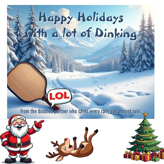 Pickleball🎅Snowball Saves & Paddle Praise Feestdagenkaart