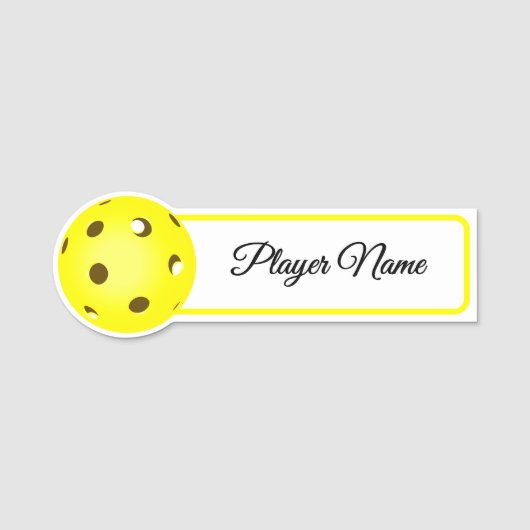 Pickleballspeler Gele Pickleballs Gepersonaliseerd Naamplaatje (Voorkant)