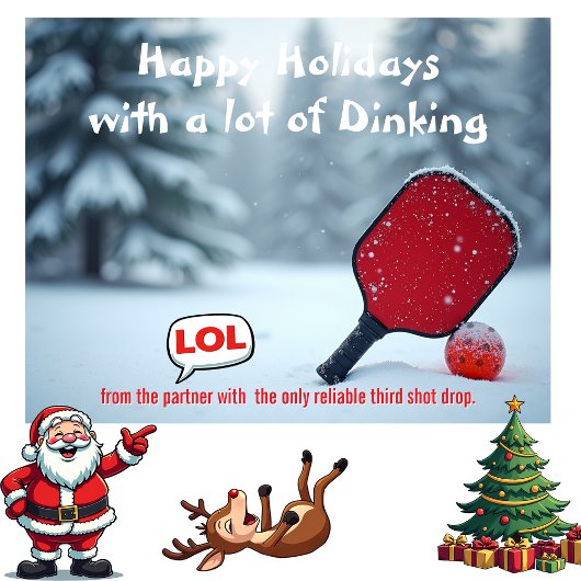 Pickleball🎅Third Shot Drop & Holiday Pop Feestdagenkaart
