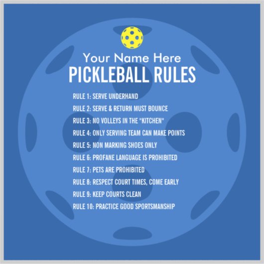 Picklebalregels en sportetiquette vinylsticker sticker (Voorkant)