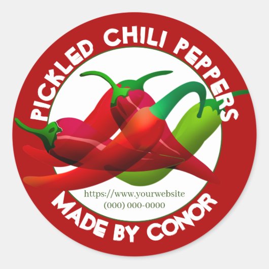Pickled Chili Peppers Circle Classic Ronde Sticker (Voorkant)