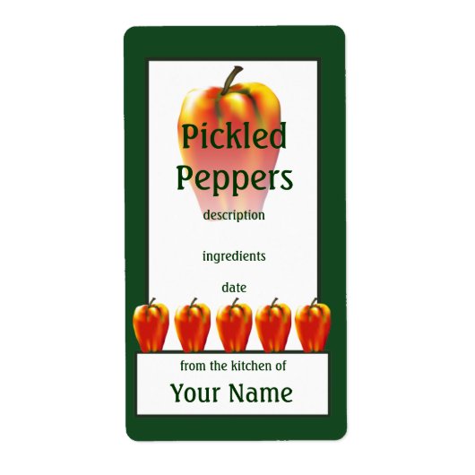 Pickled Orange Bell Peppers Cook's Canning Label (Voorkant)
