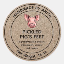 Pickled Pig's Feet Jar Label Kraft Papier Stijl