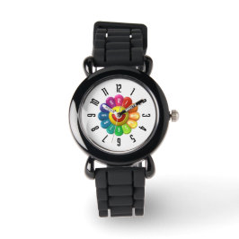 PickleKids™ Rainbow Flower Kinder Zwart Horloge