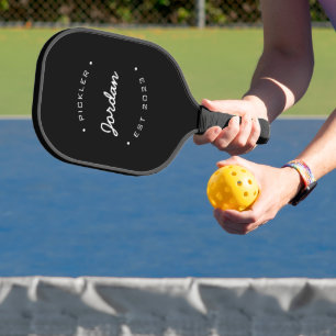 Pickler naam jaar Zwart Wit Gepersonaliseerd Pickleball Paddle