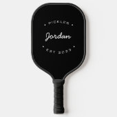 Pickler naam jaar Zwart Wit Gepersonaliseerd Pickleball Paddle (Voorkant)
