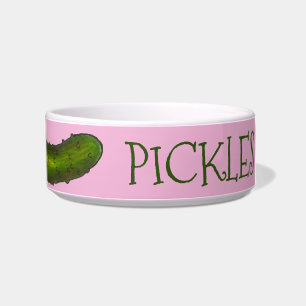 Pickles Dog Green Dill Pickle Personalized Pink Voerbakje