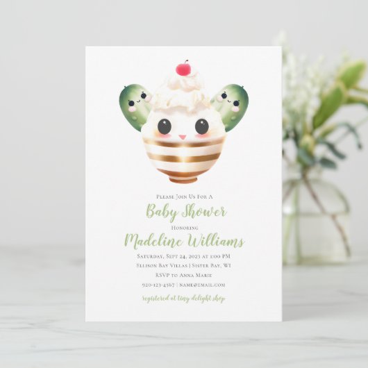 Pickles en Ice Cream Baby shower Invitation Kaart (Staand voorkant)