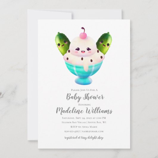 Pickles en Ice Cream Baby shower Invitation Kaart (Voorkant)
